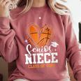 Women's Senior Niece Class Of 2026 Basketball Graduation Heart Comfort Colors Sweatshirt Crimson