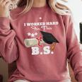 I Worked Hard For This BS Men Women Graduation Premium Tri-Blend Comfort Colors Sweatshirt Crimson