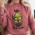 100 Book Goblin Cute Book Reader And Library Lover Comfort Colors Sweatshirt Orchid