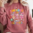 100th Day Of School Teacher 100 Days Coffee Books Comfort Colors Sweatshirt Orchid
