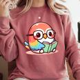 Adorable Book Lover Parrot With Reading Glasses Cute Comfort Colors Sweatshirt Orchid