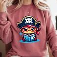 Adorable Book Lover Pirate With Reading Glasses Cute Comfort Colors Sweatshirt Orchid Adorable Book Lover Pirate With Reading Glasses Cute Comfort Colors Sweatshirt Orchid