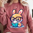 Adorable Book Lover Rabbit With Reading Glasses Cute Premium Comfort Colors Sweatshirt Orchid Adorable Book Lover Rabbit With Reading Glasses Cute Premium Comfort Colors Sweatshirt Orchid