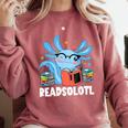 Axolotl Read Book Kawaii Reading Books For Men Women Comfort Colors Sweatshirt Orchid