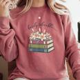 Barely Tolerable Book Lover Floral Quote Pride And Prejudice Comfort Colors Sweatshirt Orchid