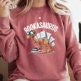 Book Dinosaur T-Rex Bookworm Dino Book Reading Comfort Colors Sweatshirt Orchid