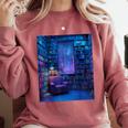 Book Library Bookshelf Armchair Window Pattern Print Comfort Colors Sweatshirt Orchid