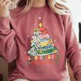 All Booked For Christmas Book Lovers Xmas Tree Lights Comfort Colors Sweatshirt Orchid