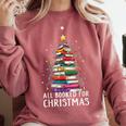 All Booked For Christmas Book Christmas Tree Lights Comfort Colors Sweatshirt Orchid