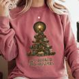 All Booked For Christmas Book Tree Book Lover Teacher Comfort Colors Sweatshirt Orchid