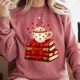 All Booked For Valentine’s Day Reading Teacher Comfort Colors Sweatshirt Orchid