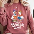 Bookish Goose Cute Geese With Hats Reading Books Comfort Colors Sweatshirt Orchid Bookish Goose Cute Geese With Hats Reading Books Comfort Colors Sweatshirt Orchid