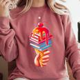 Books Reading Ice Cream Comfort Colors Sweatshirt Orchid