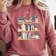 Bookshelves With Books & Plants Premium Comfort Colors Sweatshirt Orchid