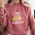 Caffelotl Cute Axolotl Pun Coffee Book Lover Kawaii Humor Comfort Colors Sweatshirt Orchid