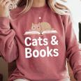 Cats And Books Comfort Colors Sweatshirt Orchid