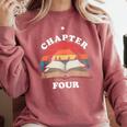 Chapter Four Book Reading 4th Birthday 4 Year Old Comfort Colors Sweatshirt Orchid