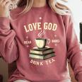 Christian Bookworm Love God Read Books Drink Tea Comfort Colors Sweatshirt Orchid Christian Bookworm Love God Read Books Drink Tea Comfort Colors Sweatshirt Orchid
