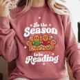 Christmas Book Lover Gingerbread Library Reading Bookaholic Comfort Colors Sweatshirt Orchid