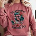 I Like My Coffee ICY & My Books Spicy For Book Lovers Comfort Colors Sweatshirt Orchid