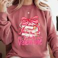 Coquette Bow All Booked For Valentines Teacher Book Comfort Colors Sweatshirt Orchid
