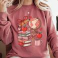 Coquette Teacher School Supplies Bows Books Globe Apple Cute Comfort Colors Sweatshirt Orchid