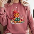 Cozy Gingerbread Christmas Reading Book Xmas Snowflakes Fall Comfort Colors Sweatshirt Orchid
