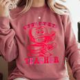 Cupid's Favorite Teacher Valentines Day Heart Book Lover Comfort Colors Sweatshirt Orchid