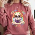 Cute 100th Day Of School 100 Days Dog Reading Book Rainbow Comfort Colors Sweatshirt Orchid Cute 100th Day Of School 100 Days Dog Reading Book Rainbow Comfort Colors Sweatshirt Orchid