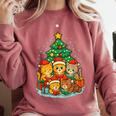 Cute Cats Reading Books Christmas Tree Comfort Colors Sweatshirt Orchid