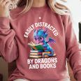 Easily Distracted By Dragons And Books Comfort Colors Sweatshirt Orchid