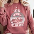 Easily Distracted By Old Cars Graphic Nostalgia Comfort Colors Sweatshirt Orchid