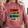 Eat Sleep Read Repeat Reading Books Reader Bookworm Comfort Colors Sweatshirt Orchid