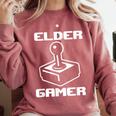 Elder Gamer Retro Video Game Nostalgia Old Gamer Comfort Colors Sweatshirt Orchid
