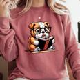 English Bulldog Reading a Book Dog For Men Women Girls Kids Comfort Colors Sweatshirt Orchid