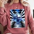 Frutiger Aero Aesthetic Tech Checkered Room Orb Sky Comfort Colors Sweatshirt Orchid