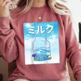 Frutiger Aero Aesthetic Tech Kawaii Milk Underwater Fishes Raglan Baseball Tee Comfort Colors Sweatshirt Orchid