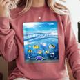 Frutiger Aero Aesthetic Tech Ocean Underwater Fishes Comfort Colors Sweatshirt Orchid