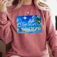 Frutiger Aero Beach Y2k Aesthetic Palm Tree Sand Ocean Premium Comfort Colors Sweatshirt Orchid