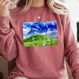 Frutiger Aero Dolphin Meadow Aesthetic Y2k 2000s Ironic Comfort Colors Sweatshirt Orchid Frutiger Aero Dolphin Meadow Aesthetic Y2k 2000s Ironic Comfort Colors Sweatshirt Orchid