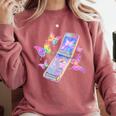 Frutiger Aero Y2K Chrome Phone Butterfly Comfort Colors Sweatshirt Orchid Frutiger Aero Y2K Chrome Phone Butterfly Comfort Colors Sweatshirt Orchid