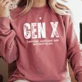 Gen X Caffeine Sarcasm 90s Nostalgia Men Women Graphic Comfort Colors Sweatshirt Orchid