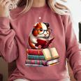 Guinea Pig Reading Books Matching Bookworm Readers Librarian Comfort Colors Sweatshirt Orchid