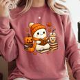 Halloween Ghost Reading Book Lovers Coffee Girl Women Comfort Colors Sweatshirt Orchid Halloween Ghost Reading Book Lovers Coffee Girl Women Comfort Colors Sweatshirt Orchid