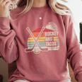 Hockey And Tacos Retro Nostalgia Lovers Comfort Colors Sweatshirt Orchid
