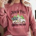 Holiday Scene Nostalgia North Pole Tree Farm Merry Christmas Comfort Colors Sweatshirt Orchid