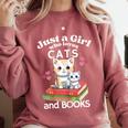 Just A Girl That Loves Cats And Books Cute Cat & Bookwork Comfort Colors Sweatshirt Orchid Just A Girl That Loves Cats And Books Cute Cat & Bookwork Comfort Colors Sweatshirt Orchid