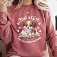 Just a Girl Who Loves Dogs And Books Cute Dog Comfort Colors Sweatshirt Orchid
