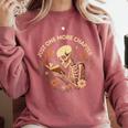 Just One More Chapter Book Lover Bookish Reading Skeleton Comfort Colors Sweatshirt Orchid