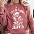 Just One More Chapter Skeleton Reading Book Comfort Colors Sweatshirt Orchid